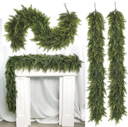 🏆2025 Super Value Set💥6 FT Artificial Cedar Garlands –Realistic Touch Winter Greenery
