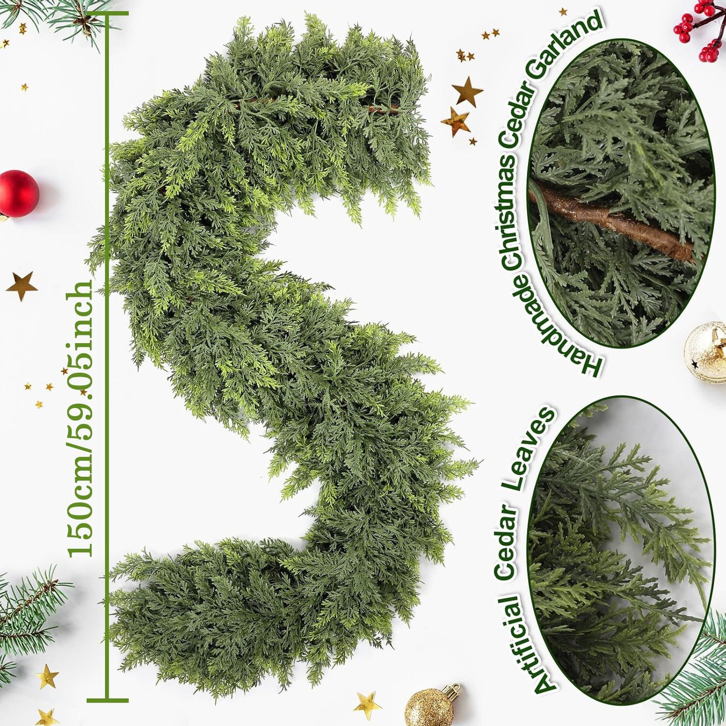 🏆2025 Super Value Set💥6 FT Artificial Cedar Garlands –Realistic Touch Winter Greenery