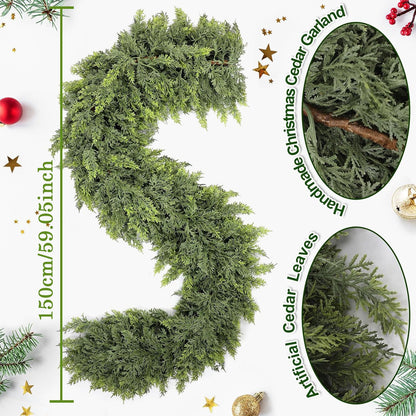 🏆2025 Super Value Set💥6 FT Artificial Cedar Garlands –Realistic Touch Winter Greenery