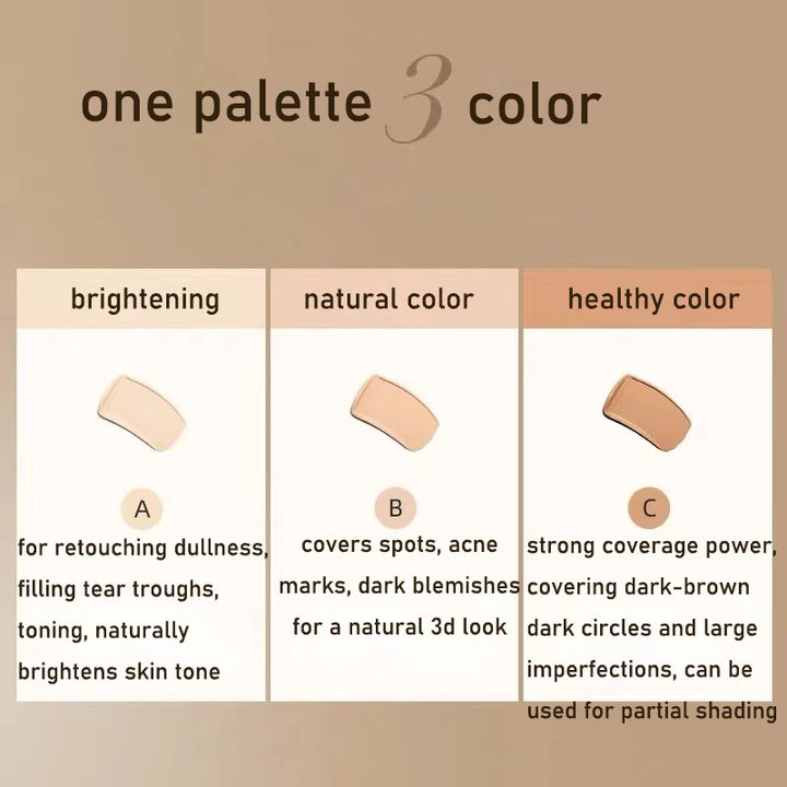 🎁Buy 1 Get 1 Free🎁 NEENCE® 3-In-1 Contouring And Brighten Concealer Palette（Free Brush）